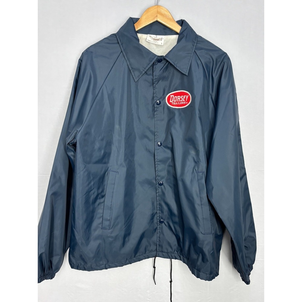 Auburn Sportswear Windbreaker Snap Jacket Mens Blue Dorsey Trailers Vintage‎